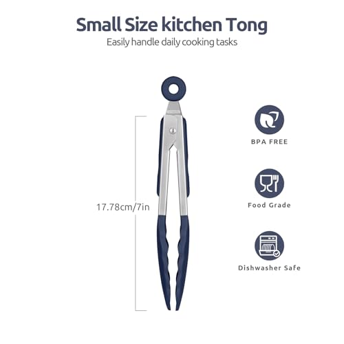 U-Taste Kitchen Tong for Cooking, 600ºF Heat-Resistant, 7in/Midnight Blue - color: Midnight Blue, size: 7 inch