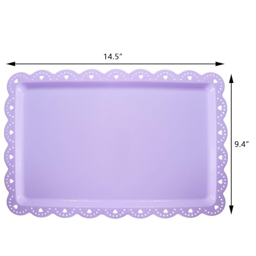 4 Pack Plastic Serving Tray for Party, 14.5 x 9.4 Inch Heavy Duty Platters for Party Buffet Wedding (Purple) - color: Purple