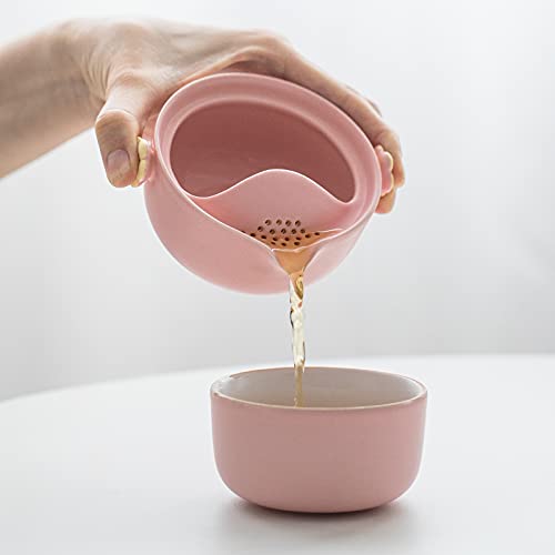 HEER Gaiwan Travel Tea Set for One, Pink - color: Pink