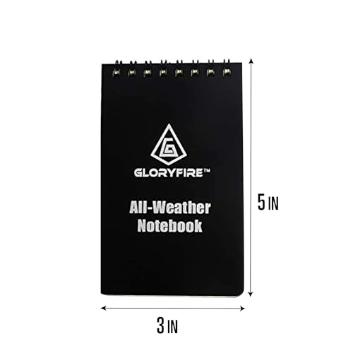 GLORYFIRE 5 Pack Waterproof Notebook, 3"x5" Top-Spiral Pocket Notepad - size: 5 Pack