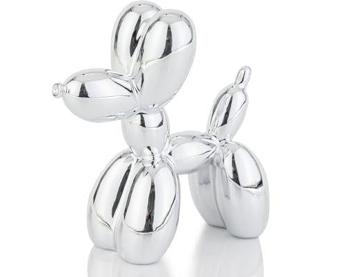 4 Inch Shiny Silver Balloon Dog Sculpture - color: Shiny Silver