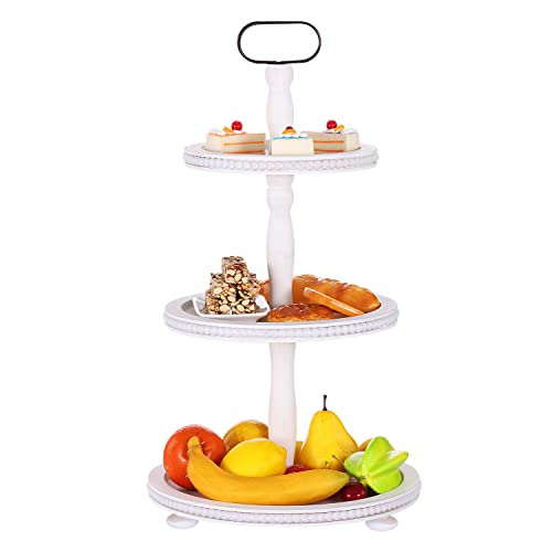 Urban Deco Wooden Tiered Tray 3-Tier Decorative Tray Farmhouse Serving Tray - style: 3 tier-white