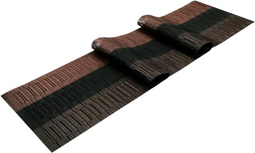 SHACOS Woven Vinyl Table Runners PVC Table Runners 12 x 90 inch Long Wipeable Bamboo Weave Runner for Tables Indoor Outdoor, Ombre Coffee Black - color: Ombre Coffee Black, size: Table Runner 12 x 90 inch