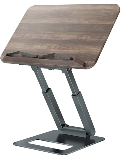 Tounee Book Stand, Telescopic Book Holder Stand, Adjustable Height Pull Out Design Ergonomic Cookbook Stand with Elastic Page Clips Fits All Books (Gray) - color: Gray