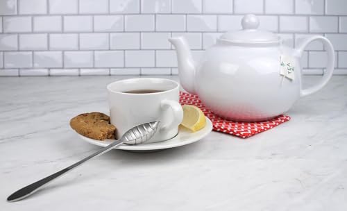 RSVP International Stoneware Teapot Collection, Microwave and Dishwasher Safe, 42 oz, White - color: White, size: 42 oz