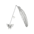 Initial Letter and Butterfly Charm Metal Feather Bookmark (Silver-B) - style: Silver-B