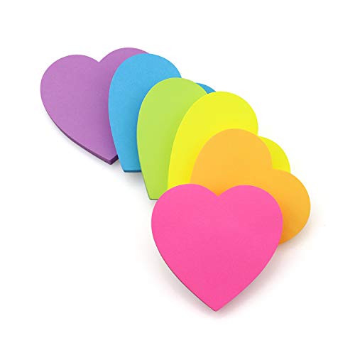SIMONA Heart Shape Sticky Notes 6 Bright Colors, 450 Sheets - color: Bright Color 6 Pads