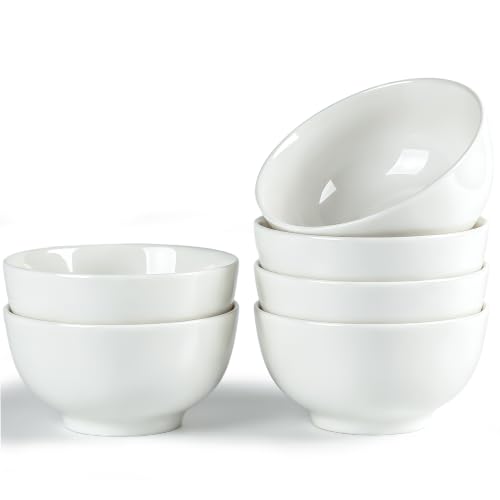 10 oz White Dessert Bowls, Small Ceramic Bowls Set of 6, 4.5 in Cute Bowls - size: 4.5 Inches, 10 Ounces