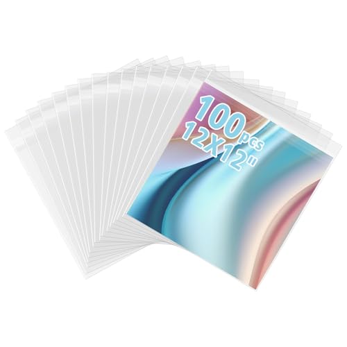 Golden State Art Clear Record Outer Sleeves,12.75x12.75 Inch,100 Pack - size: 12.75 x 12.75