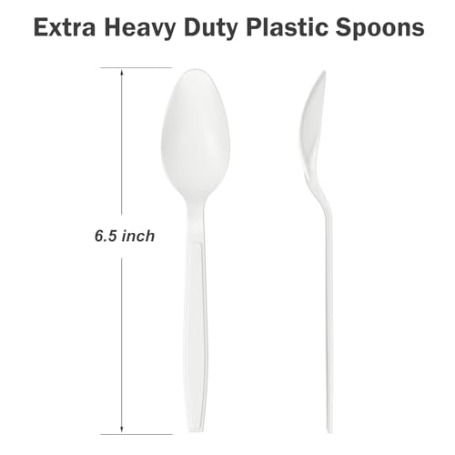 Dealusy 360 Count White Plastic Spoons Disposable - color: White