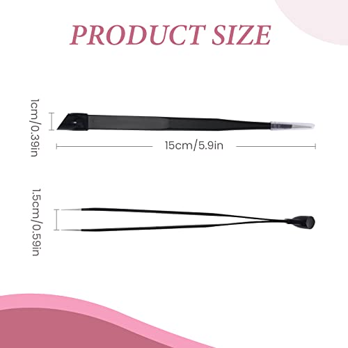 2 Pcs/Set Straight Nail Tweezers Probe Tips Metal Tweezers with Silicone Pressing Head for Nail Art, Picking Gems Rhinestones Acrylic Gel Stickers Eyelash Extensions