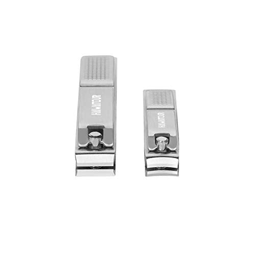 HAWATOUR Nail Clippers Set with Visibly Tin Case, Silver - color: Silver