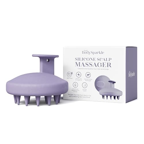 Silicone Scalp Massager – One-Piece Shampoo Brush for Scalp Massage & Shampoo Distribution – Gentle Scalp Brush for Wet & Dry Use (Purple) - color: Purple