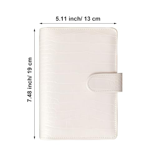 A6 Crocodile Budget Binder 2 Pcs - PU Leather Notebook With Hidden Snap Buckle, Small 6 Ring Refillable Journal, Black & Beige - color: Black & Beige, size: A6