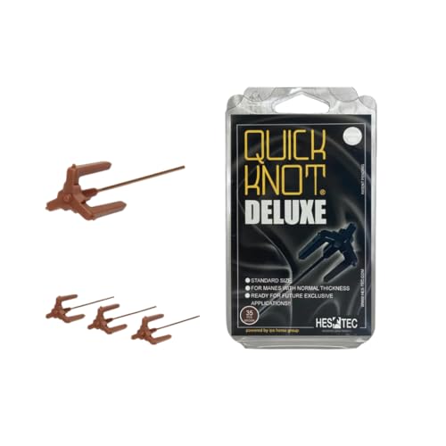 Quick Knot® Deluxe | Mane Braiding Clips for Horses & Ponies | Professional Show Braids in Minutes | No Sewing Required | Reusable (Brown, Standard) - color: Brown, size: Standard