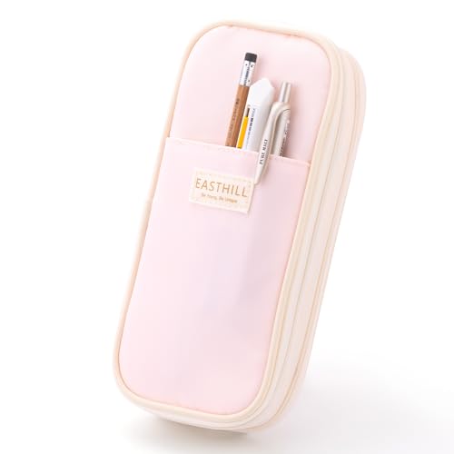 EASTHILL Big Capacity Pencil Case Large Pencil Pouch Stationery Pen Bag for Teen Girls-Pink - color: Pink