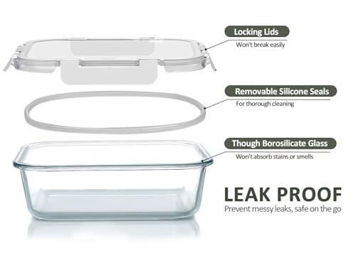 M MCIRCO 24-Piece Glass Food Storage Containers with Upgraded Snap Locking Lids,Glass Meal Prep Containers Set - Airtight Lunch Containers, Microwave, Oven, Freezer and Dishwasher,White - color: White