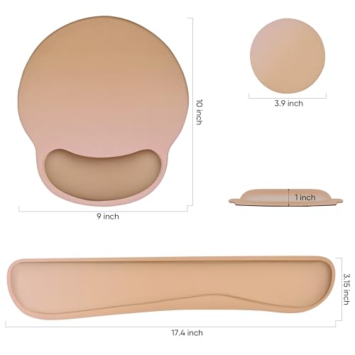 RICHEN 3 PCS Computer Mouse Pads for Desk with Coaster Set, Non-Slip Keyboard Wrist Rest and Mouse Pad Set, Ergonomic Design (Gradient Brown) - color: Gradient Brown