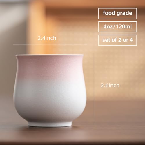 4-Oz Ceramic Espresso Cups Set - Multi-Color, Handle-Free Design for Home & Cafe | Dishwasher-Safe Stoneware Cups (Gradient Pink, 2) - color: Gradient Pink, size: 2