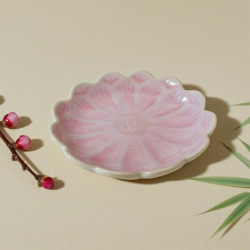 Lotus Ceramic Jewelry Tray, Small Trinket Jewelry Ring Holder Organizing Dish, for Parents Daughter Friends Sister, Birthday Gifts for Women, Pink - color: Pink