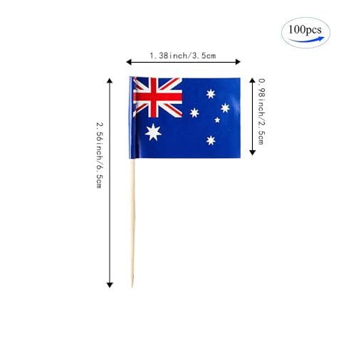 mflagperft Australia Toothpick Flags 100 Pack,Mini Australian Flag Picks - color: Australia