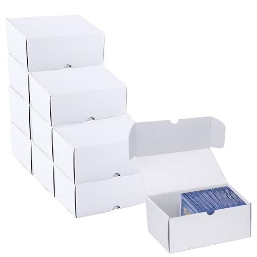 Trading Card Storage Box, 10-Pack 600 Count White Corrugated Cardboard Box - size: 10 Piece 7in for Standard