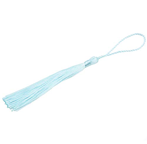100Pcs 5 Inch Silky Bookmark Tassels for Jewelry, Souvenir(Light Blue) - color: Light Blue