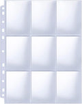Trading Card Sleeve Pages, HERKKA 200 Pack 9 Pocket Album Pages 11 Holes Fit 3 Ring Binder - size: 200 Pack