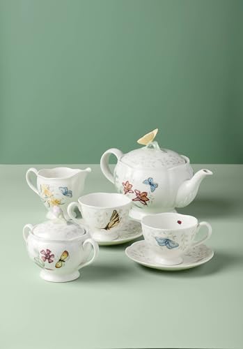 Lenox Butterfly Meadow Porcelain Teapot and Tea Cup Set, 9-Piece, 48oz - style: 9-Piece Tea Set