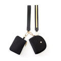 Mini Dual Pouch Wristlet Wallet for Women – Zip Around wristlet Keychain Wallet with 2 Wristlets, Ideal for Dog Walking, Coffee Runs & Lunch Break Essentials (Black) - color: Black