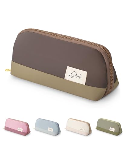 Mr. Pen- Wide-Opening Pencil Case, Triangle Design - color: Brown
