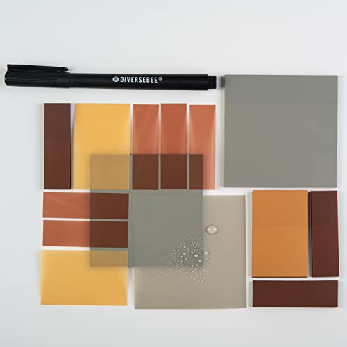 DiverseBee Transparent Sticky Notes Set with Quick Dry Pen (Dune) - color: Dune