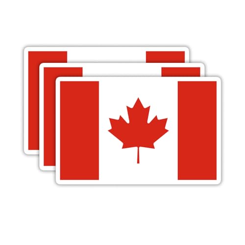 (3PCS) Canada Flag stickers, Countries Flag Stickers - Waterproof Vinyl Decals For Laptops, Tumblers, Water Bottles, Books, Scrapbooks, Size 3 x 1.9 Inch - color: Canada