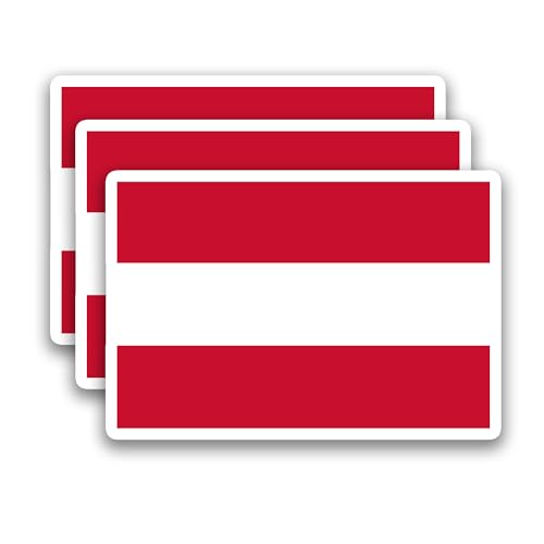 (3Pcs) Austria Flag Stickers – Austrian National Flag Vinyl Decals, 3" x 2" - color: Austria