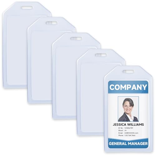 Teskyer Heavy Duty ID Badge Holders, 5 Pack, Vertical - style: Vertical