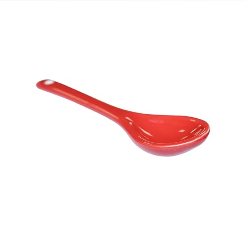 Red 6 pcs Porcelain Egg Spoons Ceramic Spoons 4.7 inch Coffee Dessert Yogurt Tea Milky Tea - style: Red