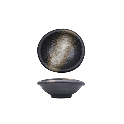 Colias Wing 3.5 Inch Retro Style Black&Beige Stylish Design Multipurpose Porcelain Side Dish Bowl Seasoning Dishes Soy Dipping Sauce Dishes-Set of 5 - color: Set-of-5-TypeB