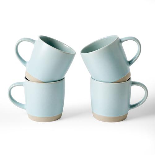 famiware Coffee Mugs Set of 4, Milkyway 13 oz Ceramic Cup Set with Handle - color: Milkyway-Light Blue, size: 4 Count (Pack of 1)