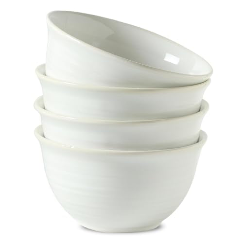 Hasense Soup Bowls, 40 Ounce Large Cereal Bowls for Kitchen, 7 Inch Ceramic Serving Dishes for Salad Pasta Oatmeal, Dishwasher and Microwave Safe, Clay-Infused White - color: Clay-Infused White, size: 40 Ounce