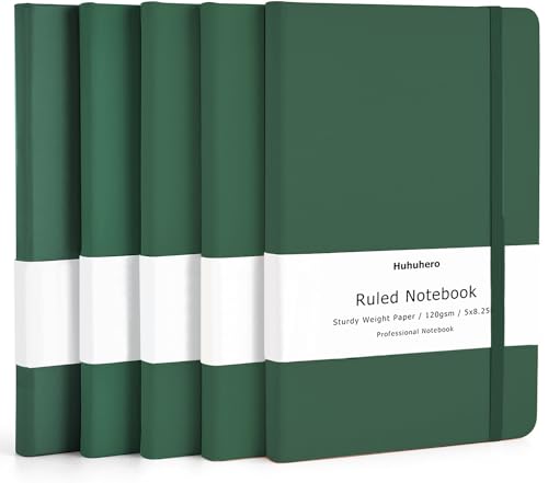 5 Pack Lined Notebook Journals, A5 Hardcover Green Journals for Writing - color: Green, size: 5