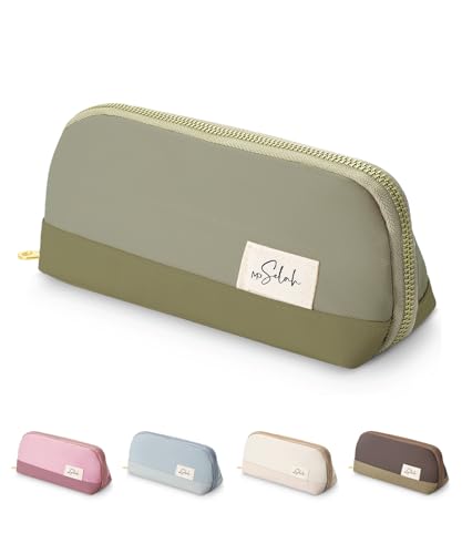 Mr. Pen- Wide-Opening Pencil Case, Triangle Design - color: Forest Green