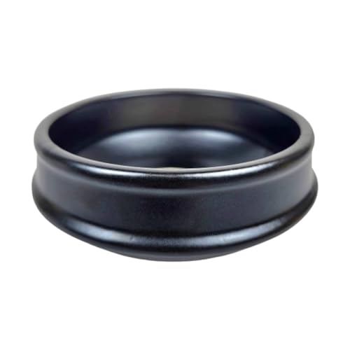 Korean Hot Pot Ttukbaegi 6.5 Inch Clay Cooking Bowl, Direct Fire Safe Ceramic Stew Pot for Soup, Rice, Noodle, Microwave & Dishwasher Safe Earthenware, Made in Korea, Black Mini Casserole (Large) - size: Large