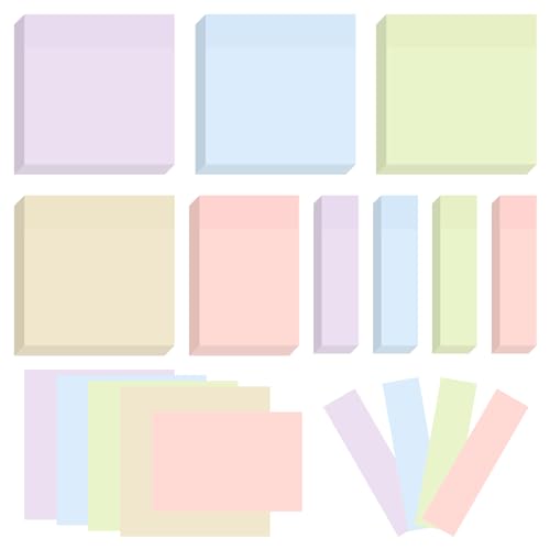 BAYTORY 6 Pads Pastel Sticky Notes, Self-Stick Note (3x3 & 3x2 & 3x0.7 in) - size: 3x3 & 3x2 & 3x0.7 Inch