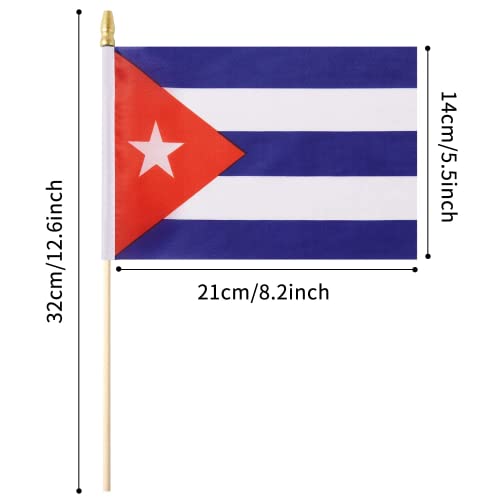 25Pack Small Cuba Flag Handheld Mini Cuban Flag on Stick 5x8 Inch - color: Cuba
