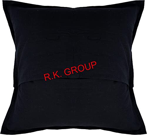 Indian Mirror Embroidered Decorative Sofa Throw Pillow Cushion Cover Boho Bohemia (Color : Black Size -18 X 18) - color: Black, size: 18" x 18" (Pack of 1)