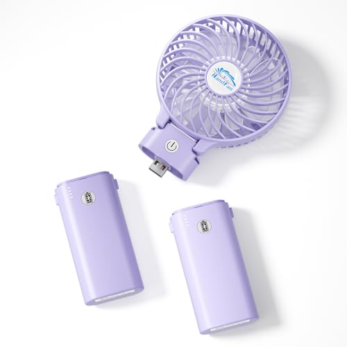 HandFan 10400mAh Personal Handheld Fan, 40Hrs Long-Lasted Hand Fan Rechargeable, Mini Cooling Fans Foldable, Heavy Duty Battery Fans Portable for Travel Beach Concerts Cruise Makeup(Purple) - color: Light Purple