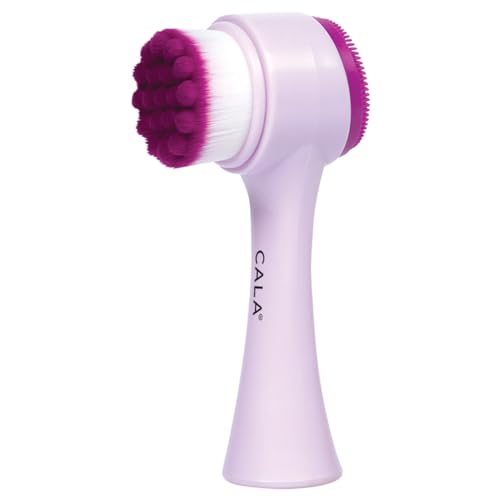 CALA Dual-Action Facial Cleansing Brush (Purple), Superfine Soft Bristles Deep Clean Pores, Removes Blackheads, Oil & Long-Wear Makeup, Water-Resistant Shower Use, All Skin Types - color: Purple