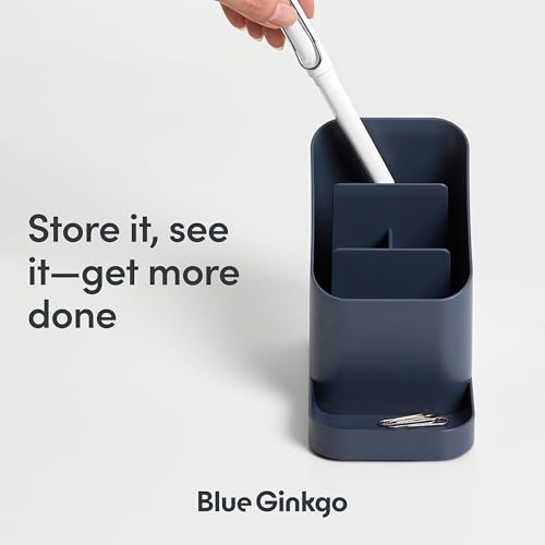 BLUE GINKGO Pen Holder, Desk Organizer, Blue, Made in Korea - color: Prussian Blue, size: HOLDER