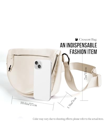 Crescent Bag for Women,Medium Nylon Crescent Bag Single Shoulder Bag - color: beige