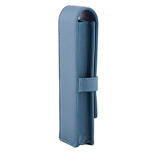 DiLoro Leather Pen Case Pouch Holder for Two Fountain Ballpoint Rollerball Pens or Pencils (Sololio Blue) - color: Sololio Blue